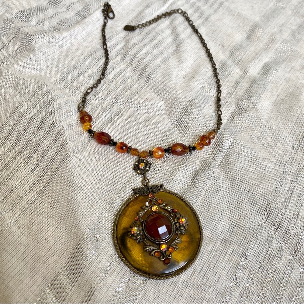 Amber boho necklace